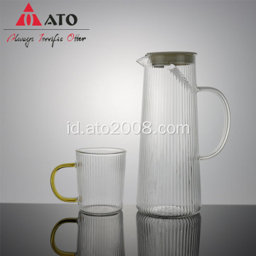 Ato borosilikat gelas air decanter dengan stainless steel